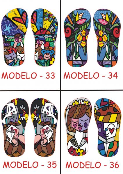 Chinelos Sandálias Personaizados Romero britto - 33 AO 36
