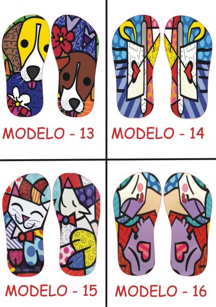Chinelos Sandálias Personaizados Romero britto 13 ao 16
