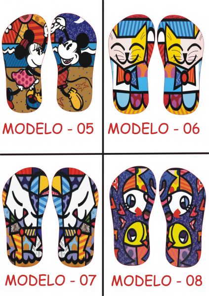 Chinelos Sandálias Personaizados Romero britto 05 ao 08